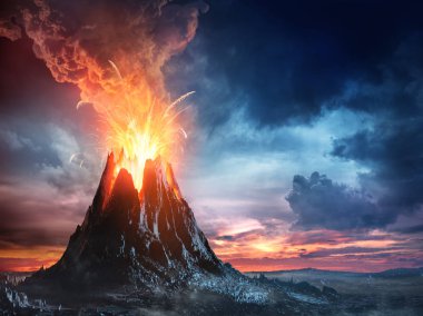 Volcanic Mountain In Eruption clipart