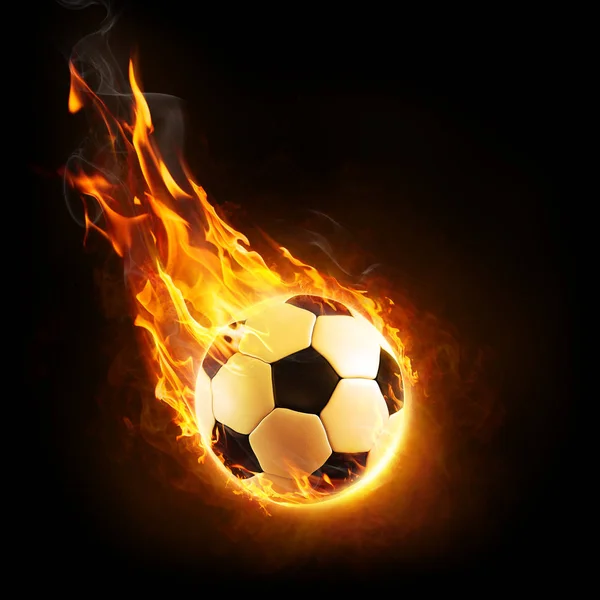 Burning Soccer Ball In Motion - rendu 3D — Photo