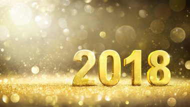 2018 - yeni yıl - altın tebrik kartı