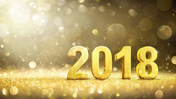 2018 - yeni yıl - altın tebrik kartı