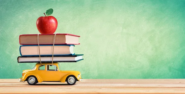 Back To School Concept - Shopping Books And Apple — Stock Photo, Image