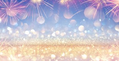Havai fişek - mavi cennet altın Glitter ile parlak Festival afiş