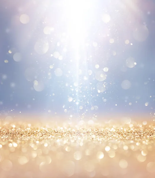 Christmas Shiny - Lights And Stars Falling On Golden Glitter — Stock Photo, Image
