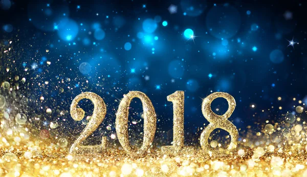 Happy New Year 2018 Glittering Golden Dust — Stock Photo, Image
