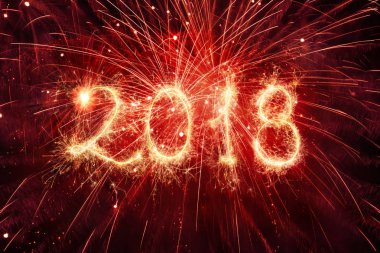 Mutlu yeni yıl 2018 havai fişek ile