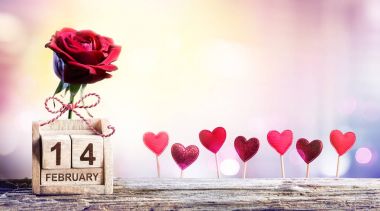 Valentines Day - Calendar Date With Rose And Hearts Decoration clipart