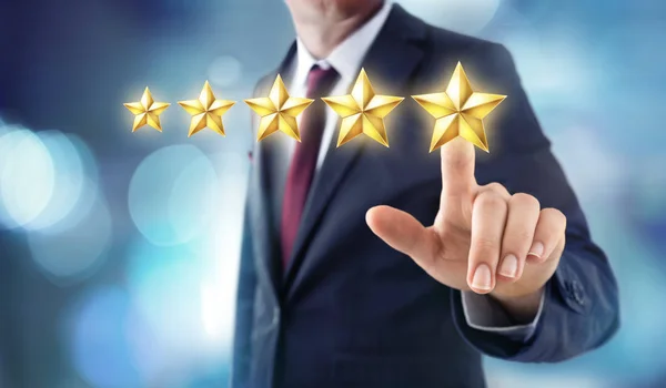 Calificación Cinco Estrellas Comentarios Satisfacción — Foto de Stock