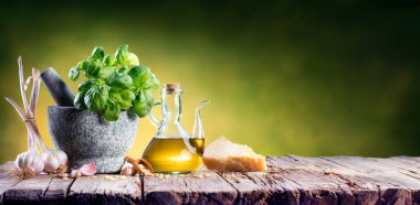 Hazırlık Pesto sos - harç ile İtalyan tarifi Malzemeler