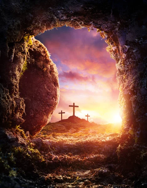 Pusty Grób Ukrzyżowanie Zmartwychwstanie Jezusa Chrystusa — Zdjęcie stockowe
