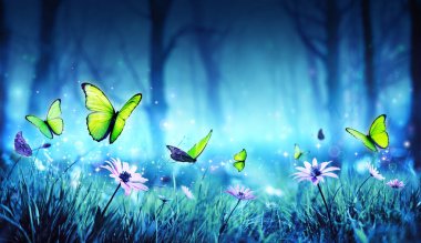 Fairy Butterflies In Mystic Forest clipart