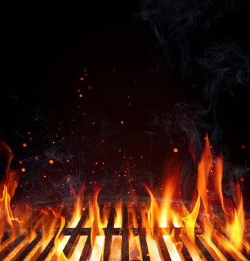 Grill Background - Empty Fired Barbecue On Black clipart