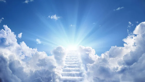 Stairway Leading Heavenly Sky Light — стоковое фото