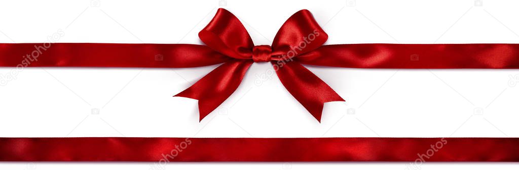 Red Bow And Ribbon Isolated On White