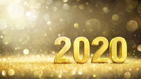 2020 Nyårsdekoration Med Golden Number Innehåller Återgivning — Stockfoto