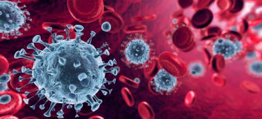 Corona Virus In Red Artery Microbiology And Virology Concept 3d Rendering