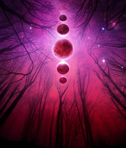 Tripla Luna Pagana Wicca Luna Dea Simbolo Rosso Tre Facce — Foto Stock