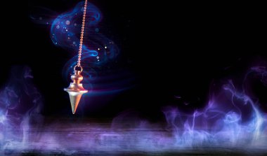 Esoteric And Hypnosis Concept-Pendulum Swinging With Magic Smoke clipart