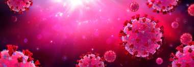 Sıvı-3d oluşturucu Yüzey Protein Temsilcilerine sahip Coronavirus-Kırmızı Yapı