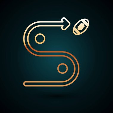 Altın Çizgi Planlama Stratejisi konsepti simgesi koyu mavi arka planda izole edildi. Futbol ya da Amerikan futbolu kupası formasyonu ve taktiği. Vektör İllüstrasyonu