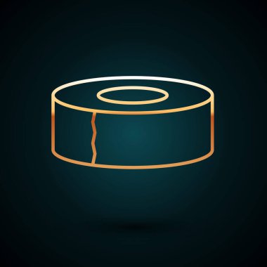 Altın çizgili İskoç simgesi koyu mavi arkaplanda izole edilmiş. İş ve onarım için bir rulo yapışkan bant. Yapışkan koli bandı. Ofis aletleri falan. Vektör İllüstrasyonu