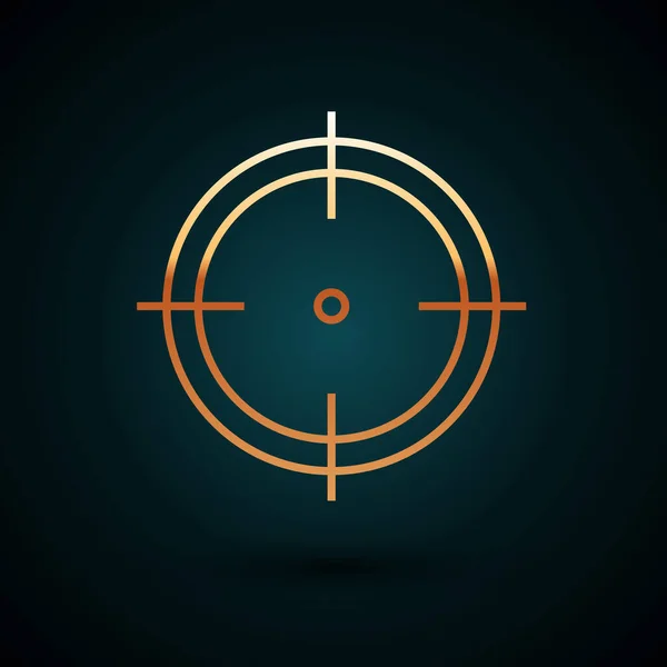 Gold line Target sport for shooting competition icon isolated on dark blue background. Clean target with numbers for shooting range or shooting. Vector Illustration — Stock Vector