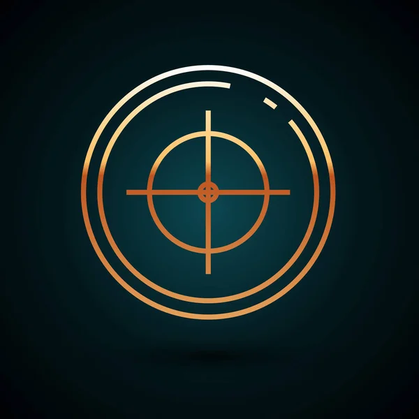 Gold line Target sport for shooting competition icon isolated on dark blue background. Clean target with numbers for shooting range or shooting. Vector Illustration — Stock Vector