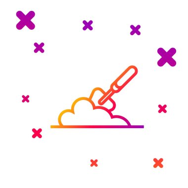 Renkli bahçe küreği ya da beyaz arkaplanda yer ikonuna kürek. Bahçe aletleri. Bahçecilik, tarım, çiftçilik aleti. Kademeli rastgele dinamik şekiller. Vektör İllüstrasyonu