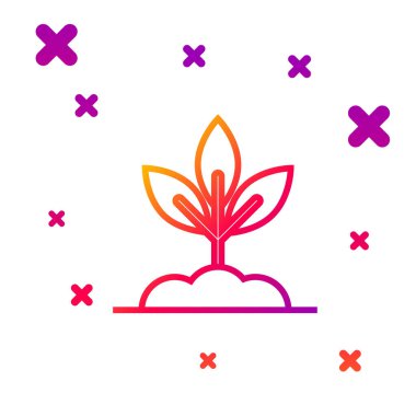 Renk çizgisi Bitki simgesi beyaz arkaplanda izole edildi. Tohum ve tohum. İşaret bırakıyor. Yaprak doğası. Kademeli rastgele dinamik şekiller. Vektör İllüstrasyonu