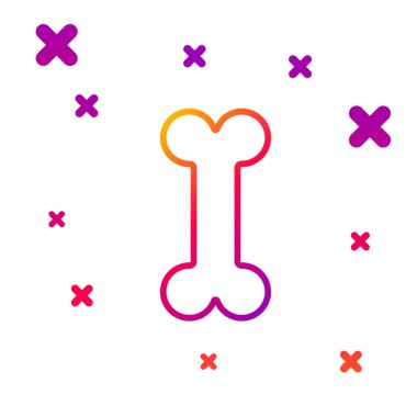 Beyaz arkaplanda renk çizgisi köpek kemiği simgesi izole edildi. Besin sembolü. Kademeli rastgele dinamik şekiller. Vektör İllüstrasyonu