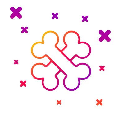 Renk çizgisi çapraz kemik simgesi beyaz arkaplanda izole. Besin sembolü. Kademeli rastgele dinamik şekiller. Vektör İllüstrasyonu