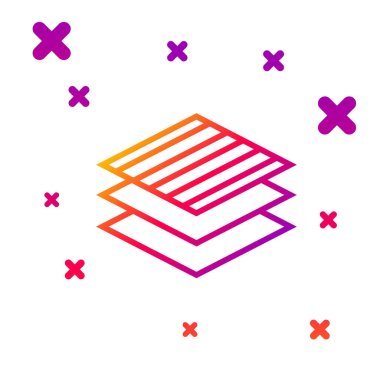 Renkli kumaş rulo simgesi beyaz arkaplanda izole edildi. Yuvarlan, paspas, halı, halı, halı ya da kağıt rulo ikonu. Kademeli rastgele dinamik şekiller. Vektör İllüstrasyonu