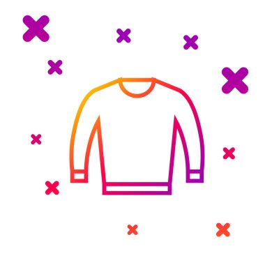 Beyaz arkaplanda renk çizgisi süveter simgesi izole edildi. Kazak ikonu. Kademeli rastgele dinamik şekiller. Vektör İllüstrasyonu