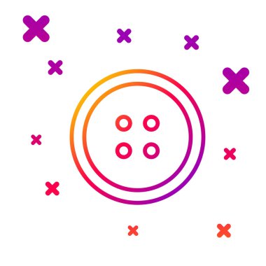 Beyaz arkaplanda izole edilmiş kıyafet simgesi için renk çizgisi dikiş düğmesi. Giysi düğmesi. Kademeli rastgele dinamik şekiller. Vektör İllüstrasyonu