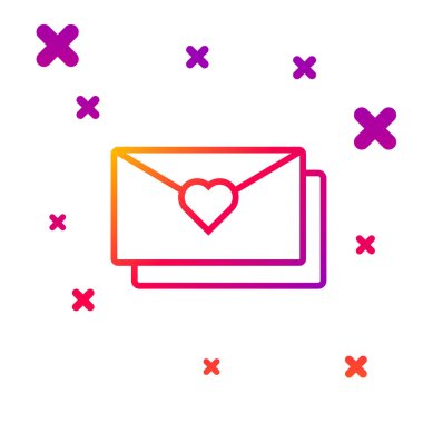 Beyaz arkaplanda Sevgililer Günü kalp ikonu olan renk çizgisi. Mesaj aşkım. Aşk ve romantizm mektubu. Kademeli rastgele dinamik şekiller. Vektör İllüstrasyonu