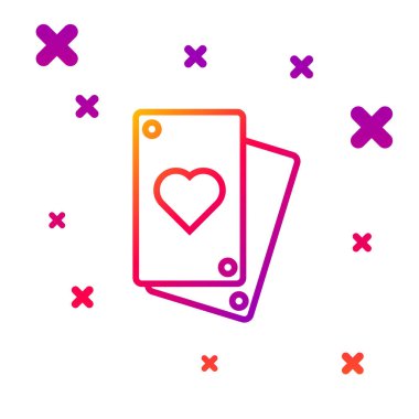 Renk çizgisi Oynatma kartı simgesi beyaz arkaplanda izole edildi. Kademeli rastgele dinamik şekiller. Vektör İllüstrasyonu