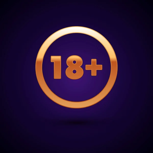 Gold Plus 18 movie icon isolated on dark blue background. Adult content. Under 18 years sign. Vector Illustration — 스톡 벡터