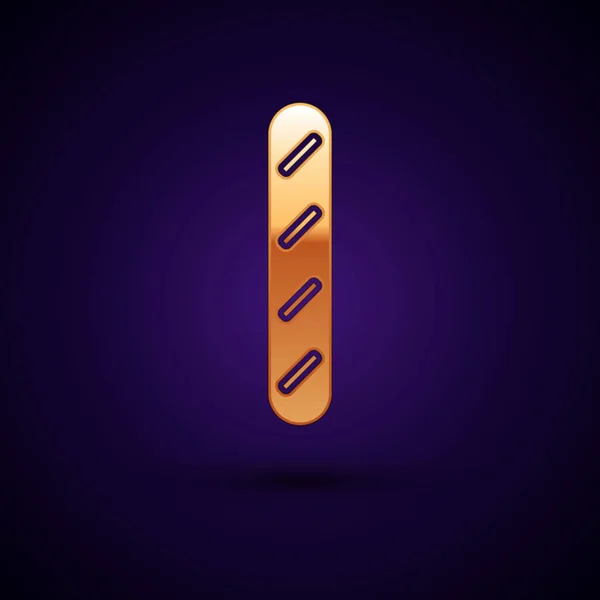 Goldenes französisches Baguette-Brot-Symbol auf dunkelblauem Hintergrund. Vektorillustration — Stockvektor