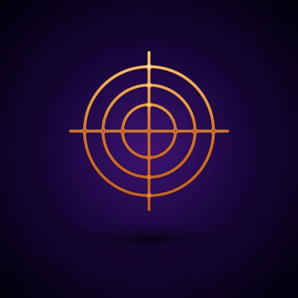 Gold Target sport for shooting competition icon isolated on dark blue background. Clean target with numbers for shooting range or shooting. Vector Illustration — Stock Vector