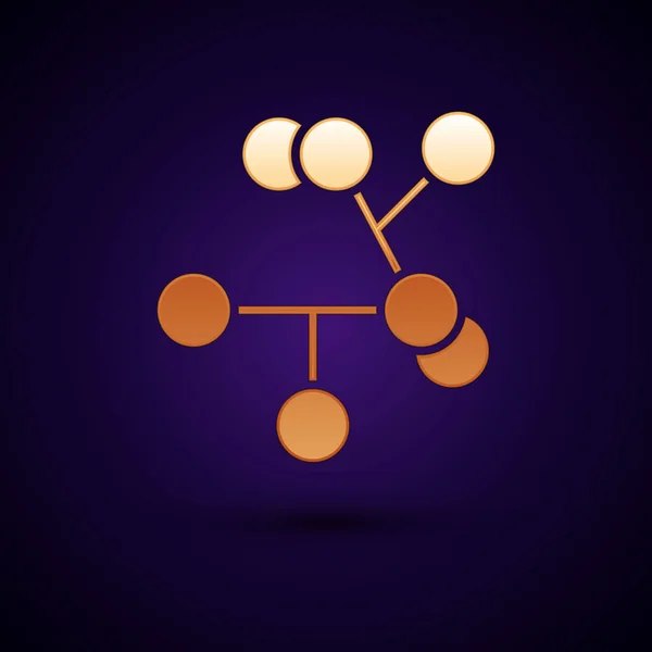 Значок "Золотая молекула" выделен на темно-синем фоне. Структура молекул в химии, преподаватели естественных наук инновационный образовательный плакат. Векторная миграция — стоковый вектор