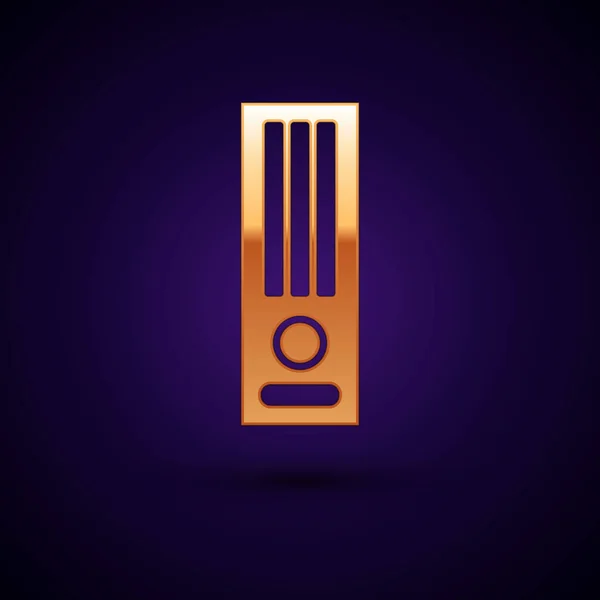 Значок игровой приставки Gold Video выделен на темно-синем фоне. Векторная миграция — стоковый вектор