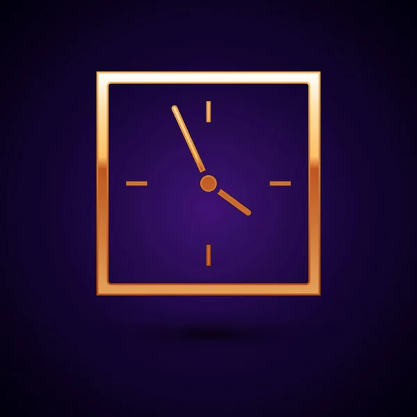 Золотий годинник ізольовано на темно-синьому фоні. Символ часу. Векторна ілюстрація — стоковий вектор
