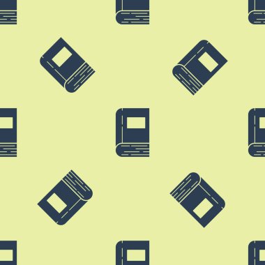 Mavi Kitap simgesi sarı arka planda kusursuz deseni izole etti. Vektör İllüstrasyonu