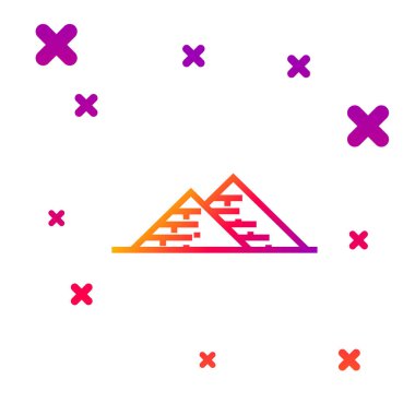 Mısır piramitlerinin renkli simgeleri beyaz arkaplanda izole edildi. Antik Mısır 'ın sembolü. Kademeli rastgele dinamik şekiller. Vektör İllüstrasyonu