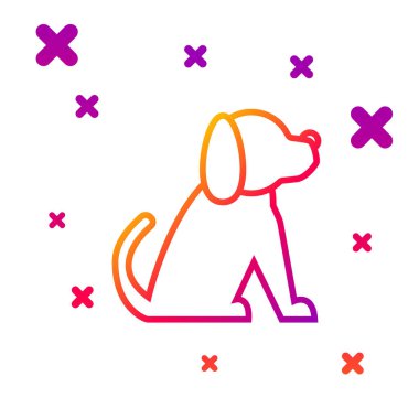 Beyaz arkaplanda renk çizgisi köpek simgesi izole edildi. Kademeli rastgele dinamik şekiller. Vektör İllüstrasyonu