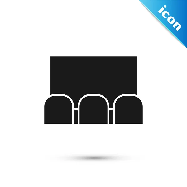 Cinéma noir auditorium avec écran et sièges icône isolé sur fond blanc. Illustration vectorielle — Image vectorielle