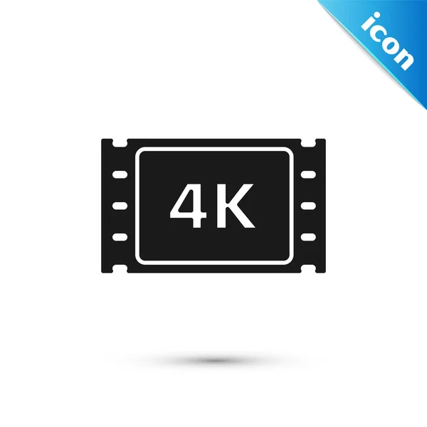 Black 4k movie, tape, frame icon isolated on white background. Vector Illustration — Wektor stockowy