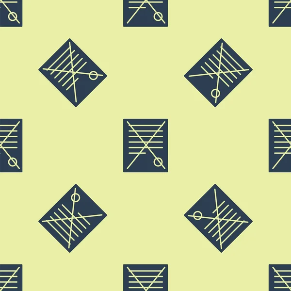 Blue Delete file document icon isolated seamless pattern on yellow background. Rejected document icon. Cross on paper. Vector Illustration — Stock vektor