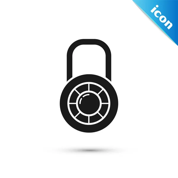 Black Safe combination lock wheel icon isolated on white background. Combination padlock. Security, safety, protection, password, privacy. Vector Illustration — Stock Vector