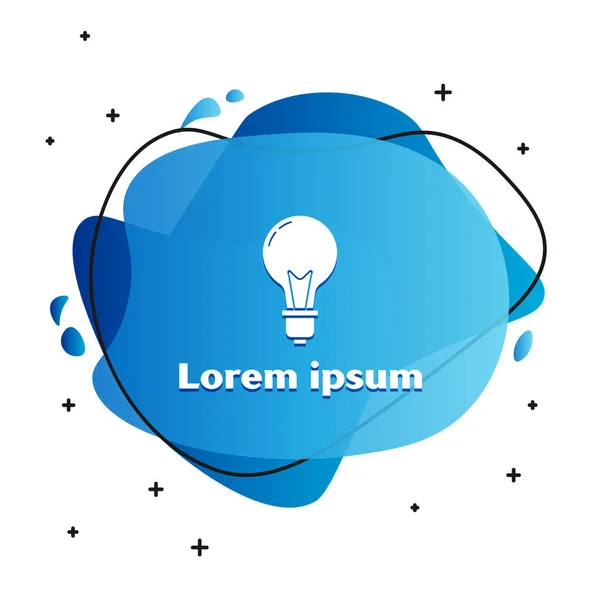 Fehér villanykörte fogalmával ötlet ikon izolált fehér háttér. Energia-és ötletszimbólum. Inspiráció koncepció. Absztrakt transzparens folyékony alakzatokkal. Vektoros illusztráció — Stock Vector