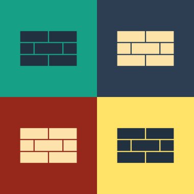 Renkli Tuğlalar simgesi renk arkaplanında izole edildi. Klasik tarzda çizim. Vektör İllüstrasyonu